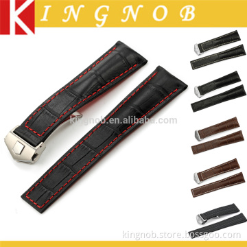 2016 Newest High Quality Handmade Calf Leather Watch Strap Deployment Buckle For TAG Watch Band